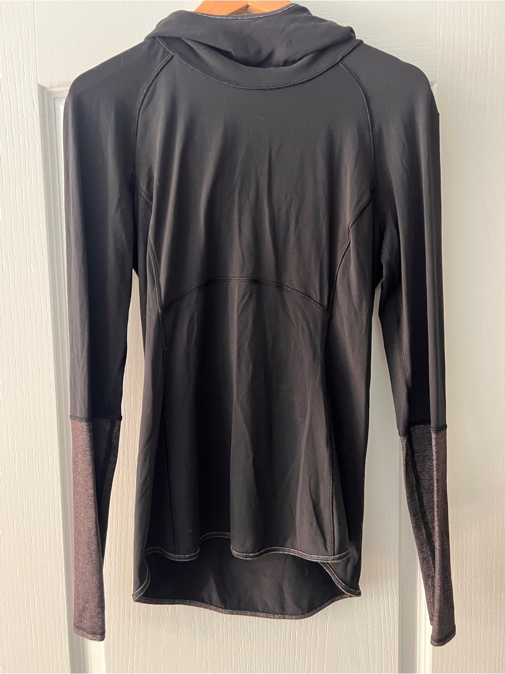 Womens Nulu Black Long-Sleeve Hooded Active Top